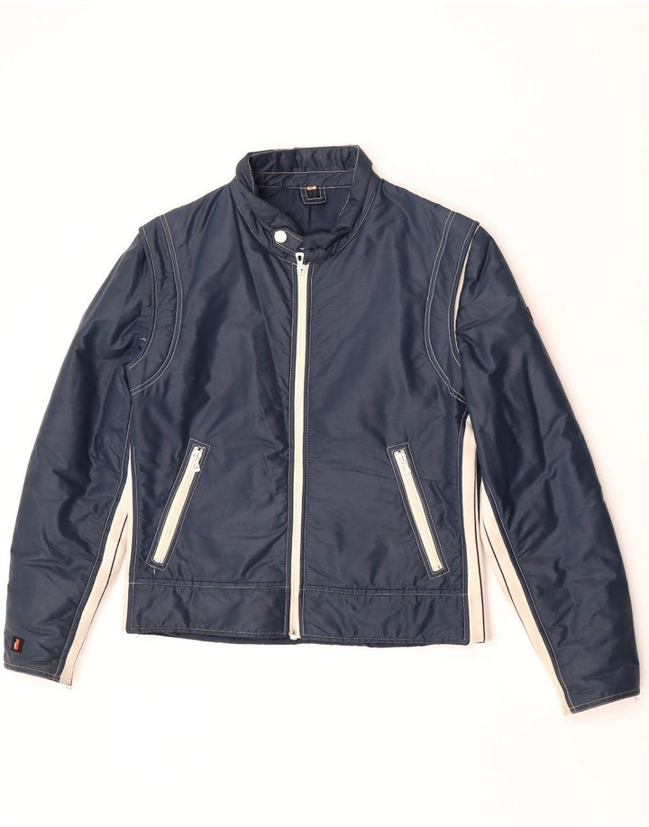 Giubbotto bomber vintage da uomo IT 52 XL Blu navy color block