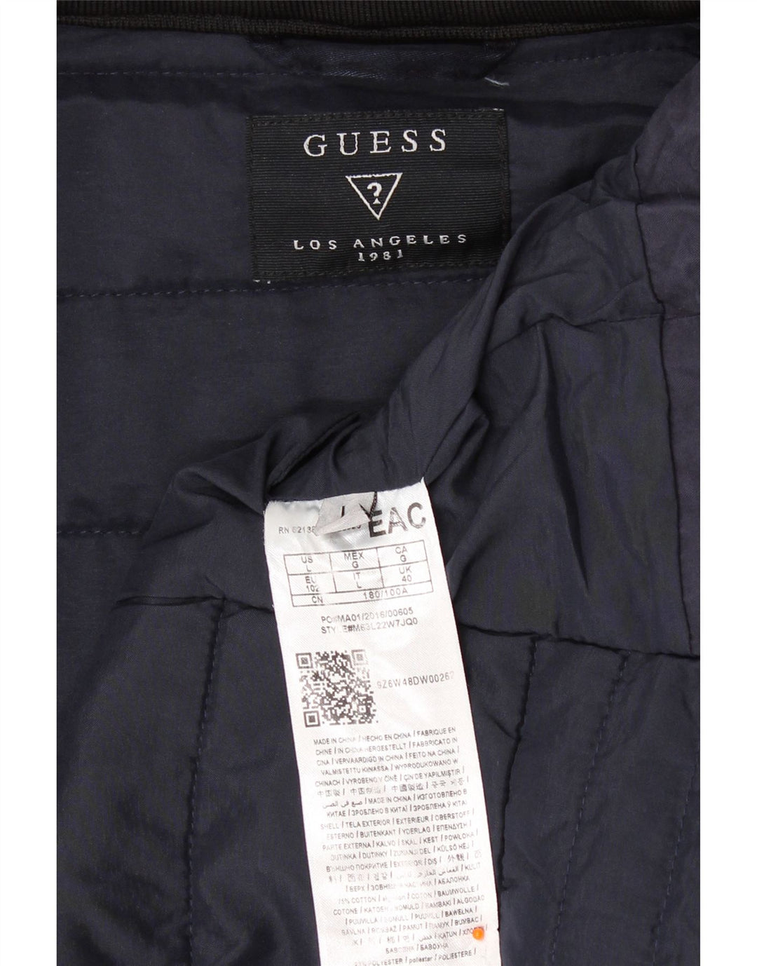 Guess Giacca imbottita da uomo UK 40 Large Blu Navy in cotone
