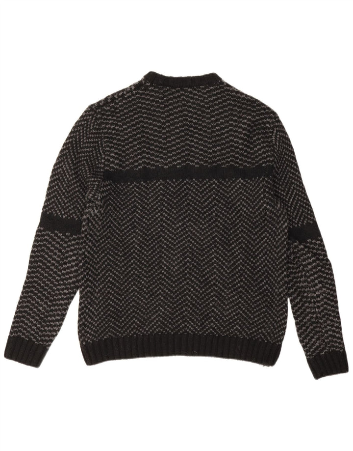 Maglione maglione girocollo da uomo Zara grande nylon nero Chevron
