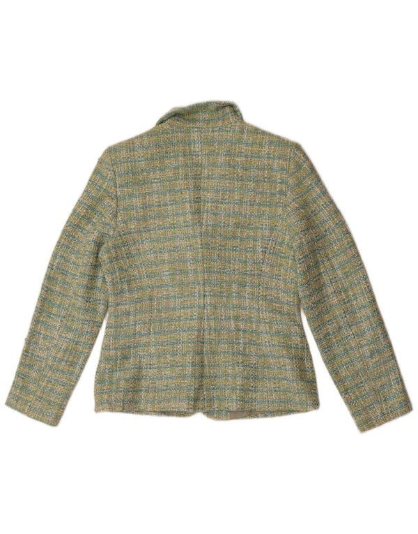 Giacca blazer vintage da donna a 3 bottoni IT 40 piccolo poliestere a quadri verdi