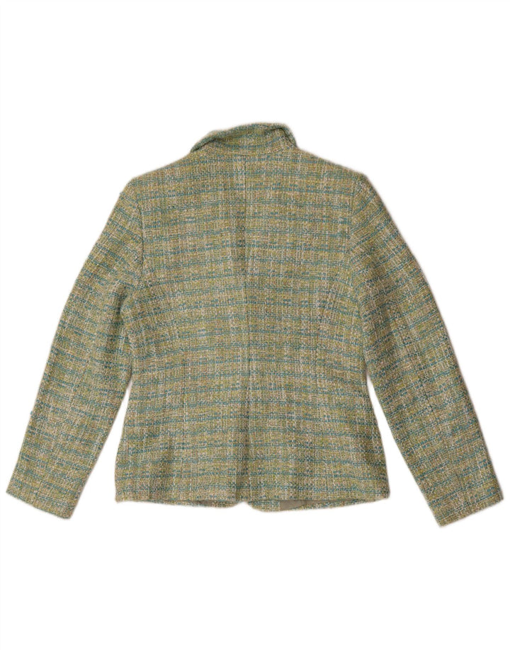 Giacca blazer vintage da donna a 3 bottoni IT 40 piccolo poliestere a quadri verdi