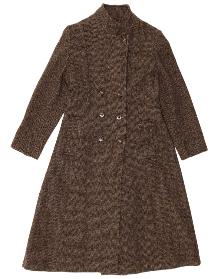 M.G. Cappotto doppiopetto da donna Kinsler UK 8 piccolo in lana a spina di pesce grigia