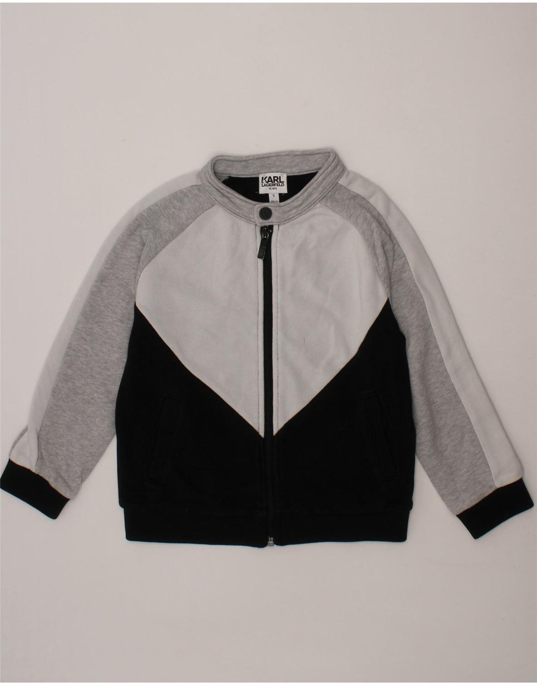 KARL LAGERFELD Boys Paris Tracksuit Top Jacket 4-5 Years Black Colourblock Vintage Karl Lagerfeld and Second-Hand Karl Lagerfeld from Messina Hembry 