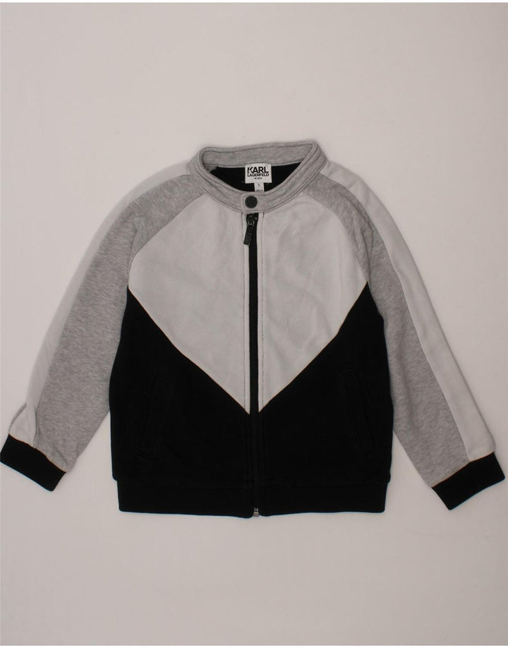 KARL LAGERFELD Boys Paris Tracksuit Top Jacket 4-5 Years Black Colourblock Vintage Karl Lagerfeld and Second-Hand Karl Lagerfeld from Messina Hembry 
