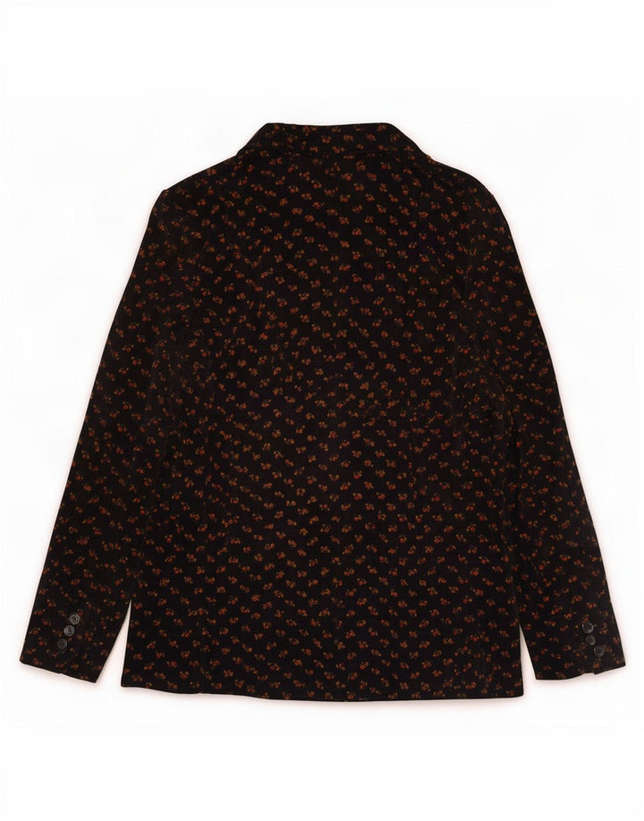 Giacca vintage da donna in velluto a 3 bottoni IT 48 XL nera floreale