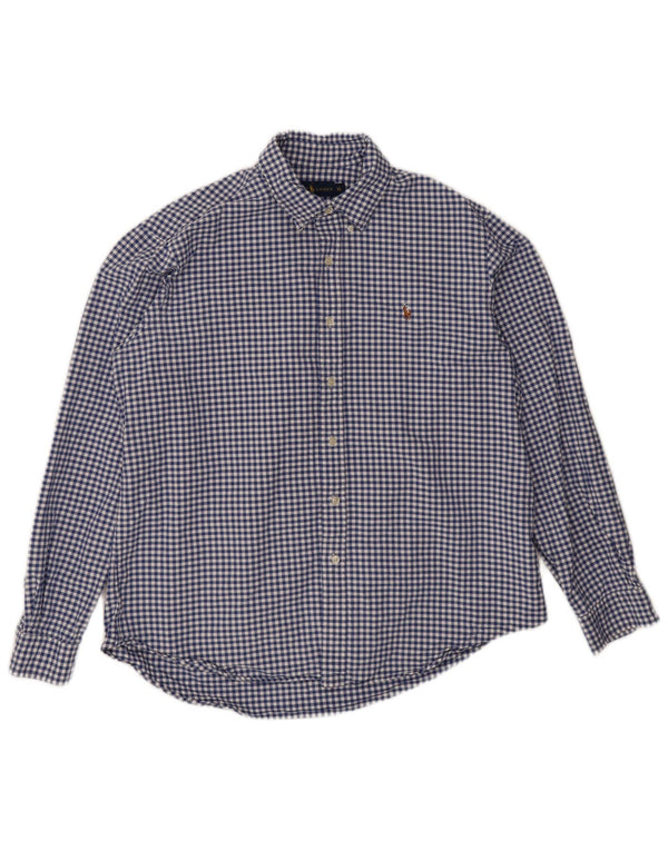 Camicia da uomo Ralph Lauren XL in cotone a quadretti blu