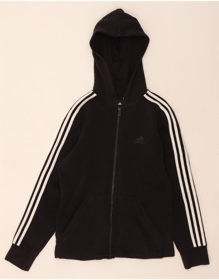 ADIDAS Boys Zip Hoodie Sweater 11-12 Years Black Vintage Adidas and Second-Hand Adidas from Messina Hembry 