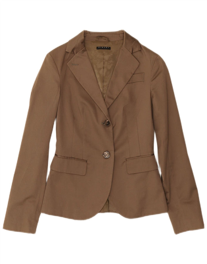 Giacca blazer a 2 bottoni da donna SISLEY IT 38 XS in cotone marrone