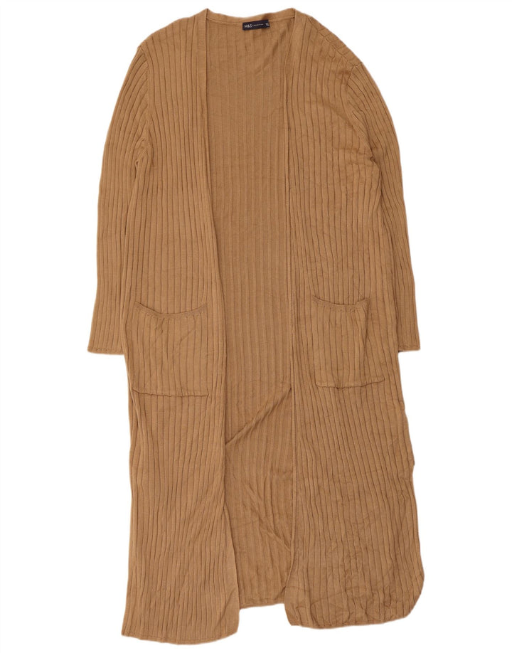 Maglione cardigan lungo da donna Marks & Spencer UK 16 grande marrone