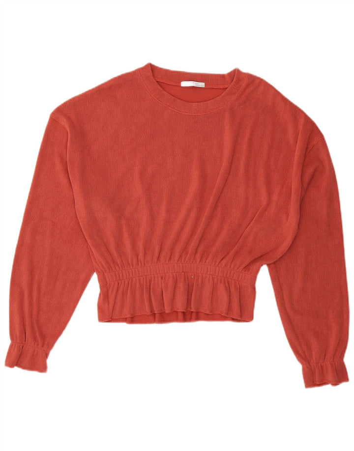 Camicetta a maniche lunghe corta oversize da donna Zara UK 10 piccola arancione