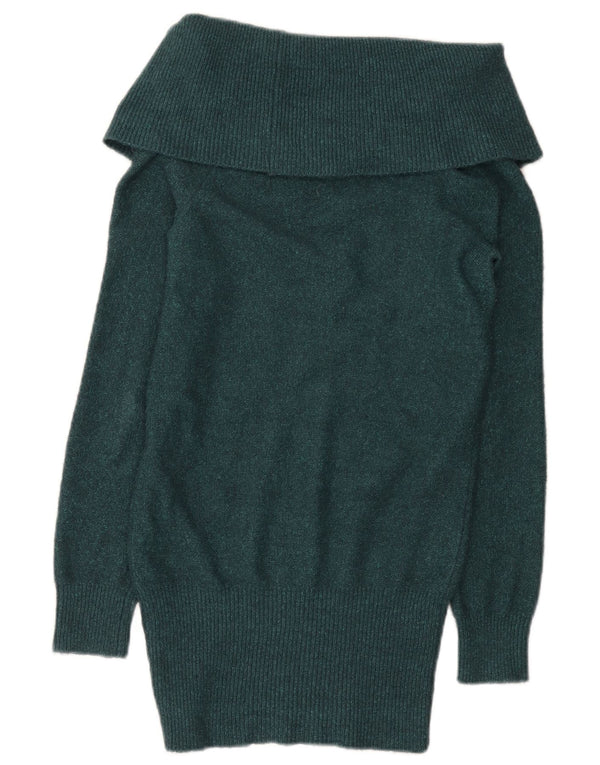 Maglione maglione a collo alto da donna Topshop UK 8 piccolo acrilico verde