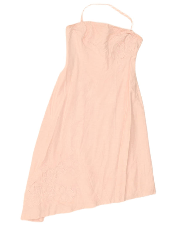 Abito da donna asimmetrico con scollo all'americana Oasis UK 12 Viscosa floreale rosa medio