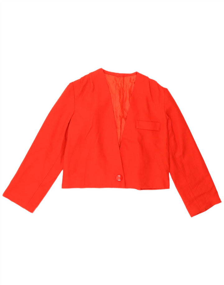 Giacca blazer corta da donna vintage a 1 bottone UK 8 piccola rossa