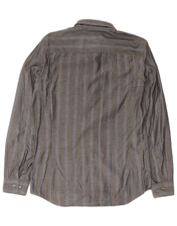 Camicia slim fit da uomo Calvin Klein piccola in cotone a spina di pesce grigio