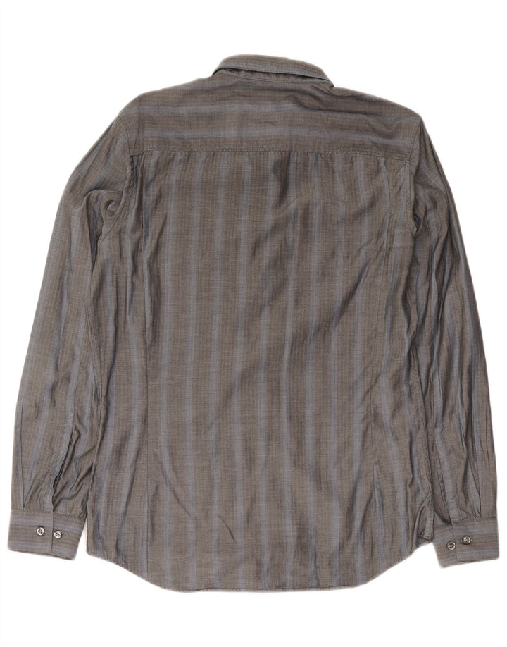 Camicia slim fit da uomo Calvin Klein piccola in cotone a spina di pesce grigio