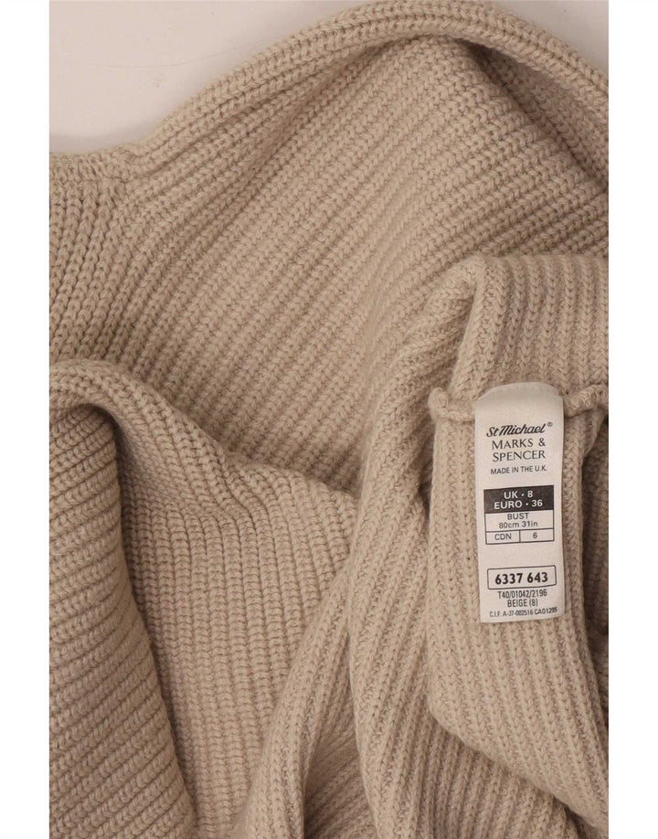 Maglione maglione a collo alto da donna Marks & Spencer UK 8 piccolo Beige