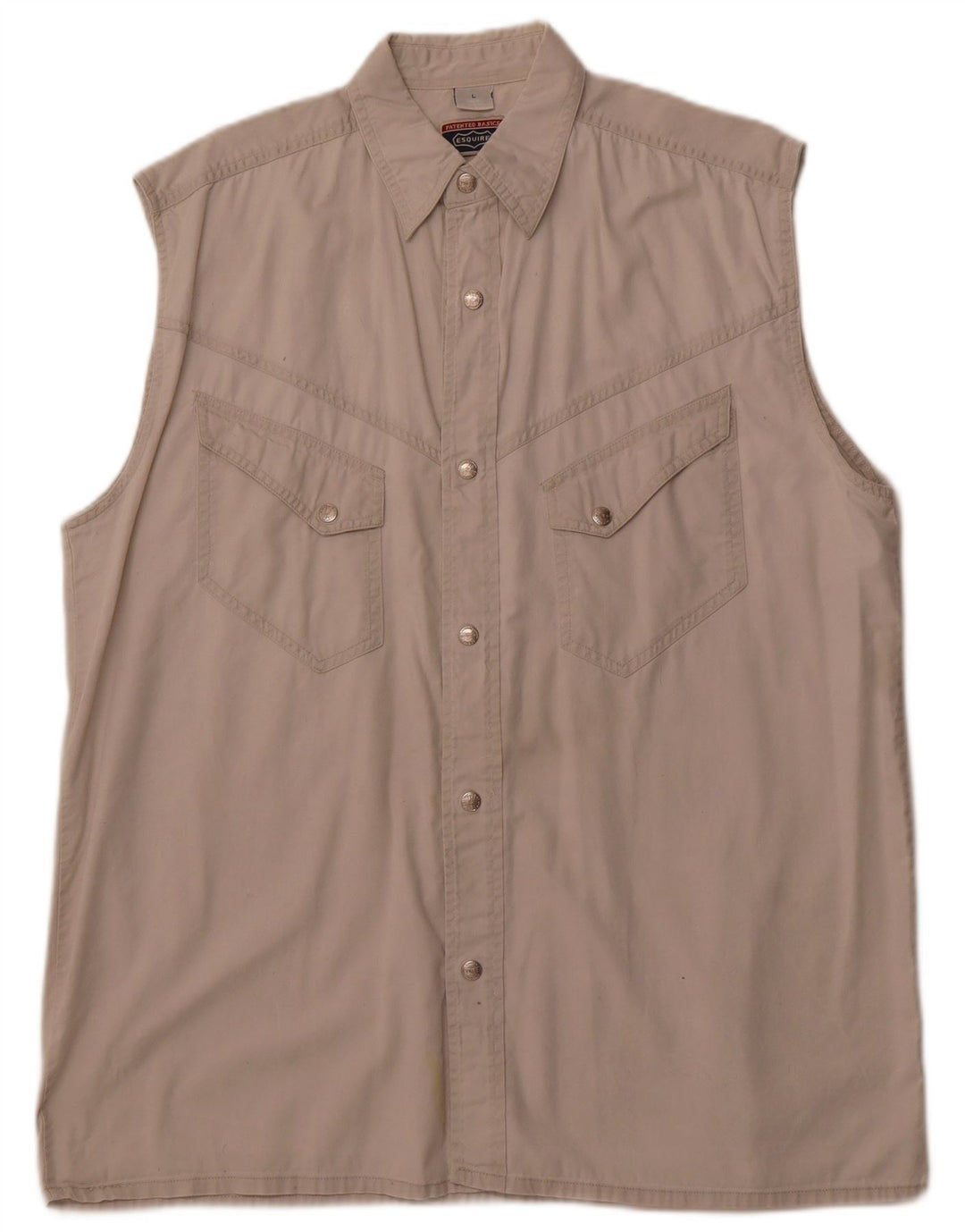 Camicia senza maniche da uomo VINTAGE grande in cotone beige
