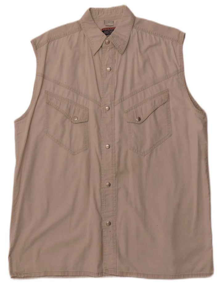 Camicia senza maniche da uomo VINTAGE grande in cotone beige