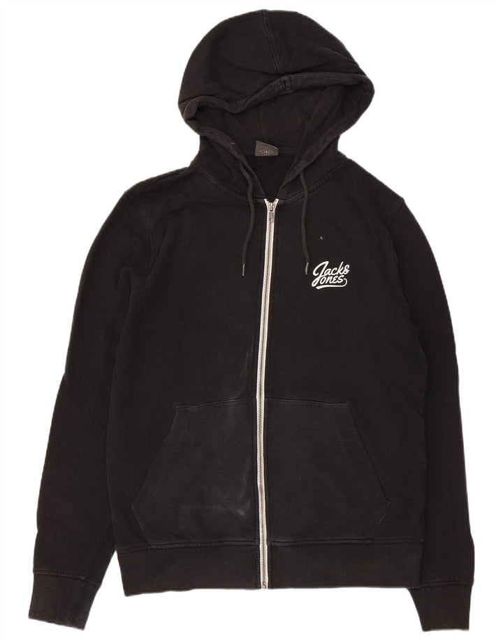 Maglione con cappuccio e zip da uomo Jack & Jones in cotone nero medio