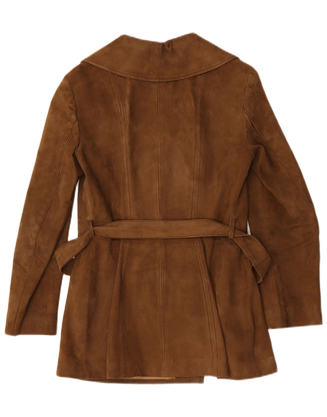 Trench vintage in pelle scamosciata da donna UK 12 marrone medio