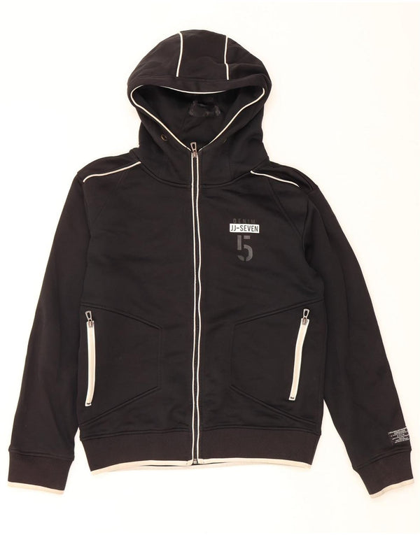 JACK & JONES Felpa con cappuccio e zip da donna UK 14 Medium Nero Colorblock