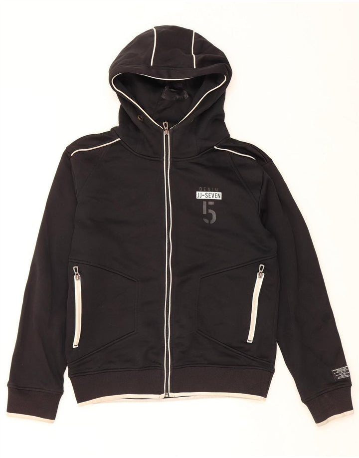 JACK & JONES Felpa con cappuccio e zip da donna UK 14 Medium Nero Colorblock