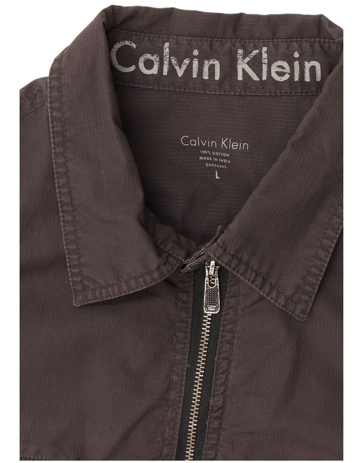 Camicia militare da uomo Calvin Klein grande in cotone grigio