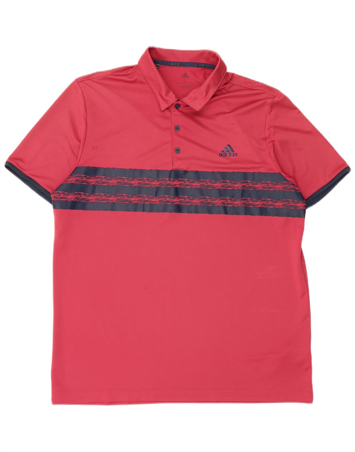 Polo Adidas da uomo Primegreen grande in poliestere a righe rosse