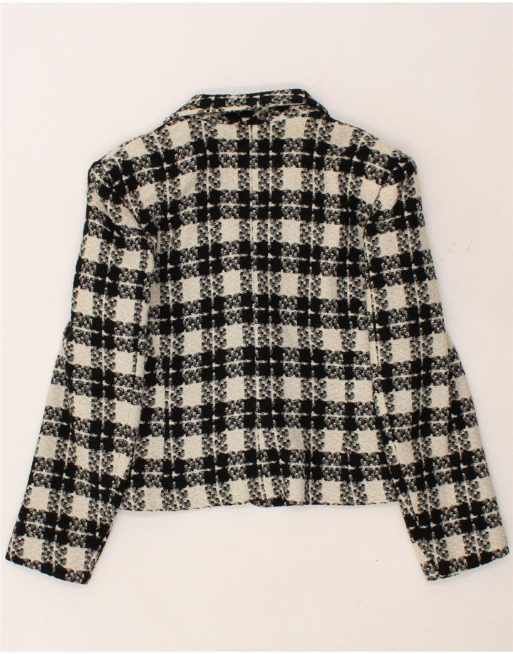VINTAGE Womens 3 Button Blazer Jacket UK 12 Medium Black Check Wool Vintage Vintage and Second-Hand Vintage from Messina Hembry 