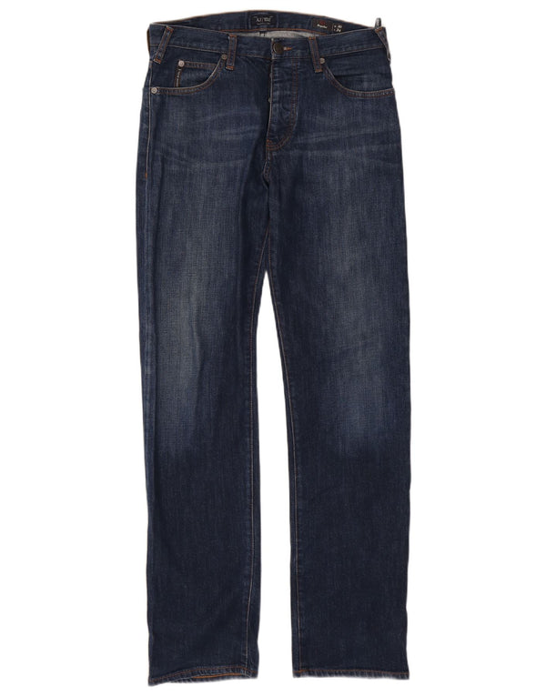 Jeans dritti da uomo vestibilità regolare Armani W30 L32 cotone blu navy