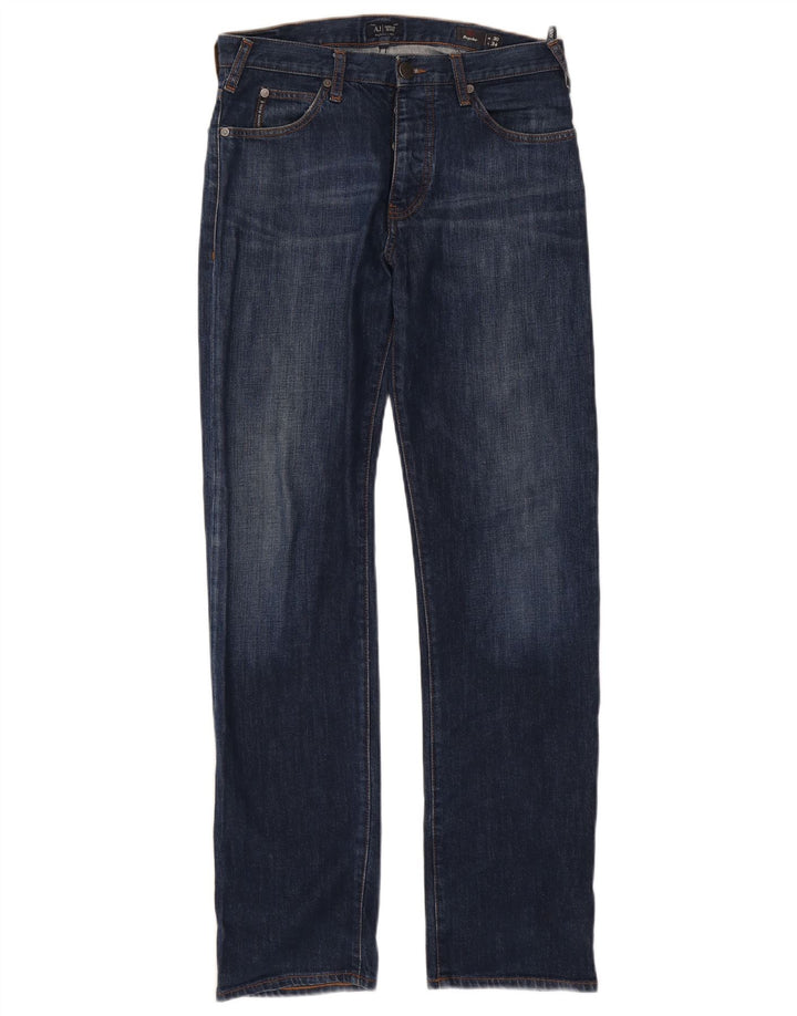 Jeans dritti da uomo vestibilità regolare Armani W30 L32 cotone blu navy