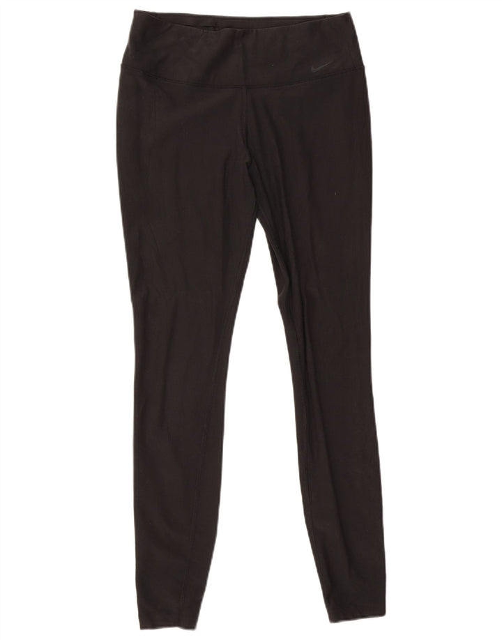 NIKE Womens Dri Fit Leggings UK 12 Medium  Black Polyester