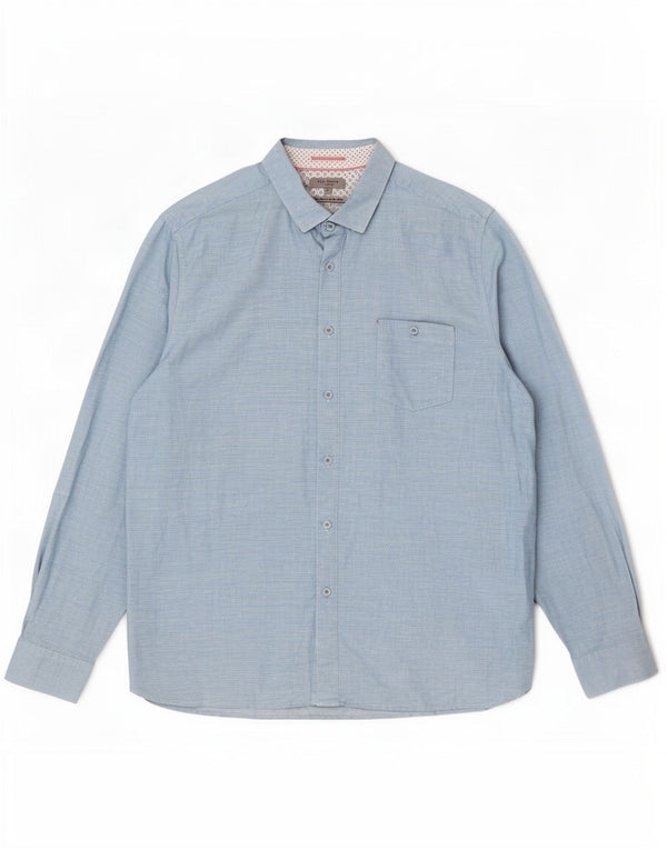 Camicia da uomo Ted Baker taglia 7 3XL cotone geometrico blu