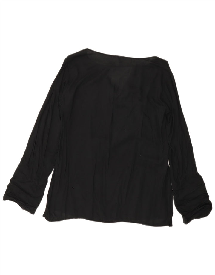 BENETTON Camicetta a maniche lunghe da donna UK 14 Viscosa media nera