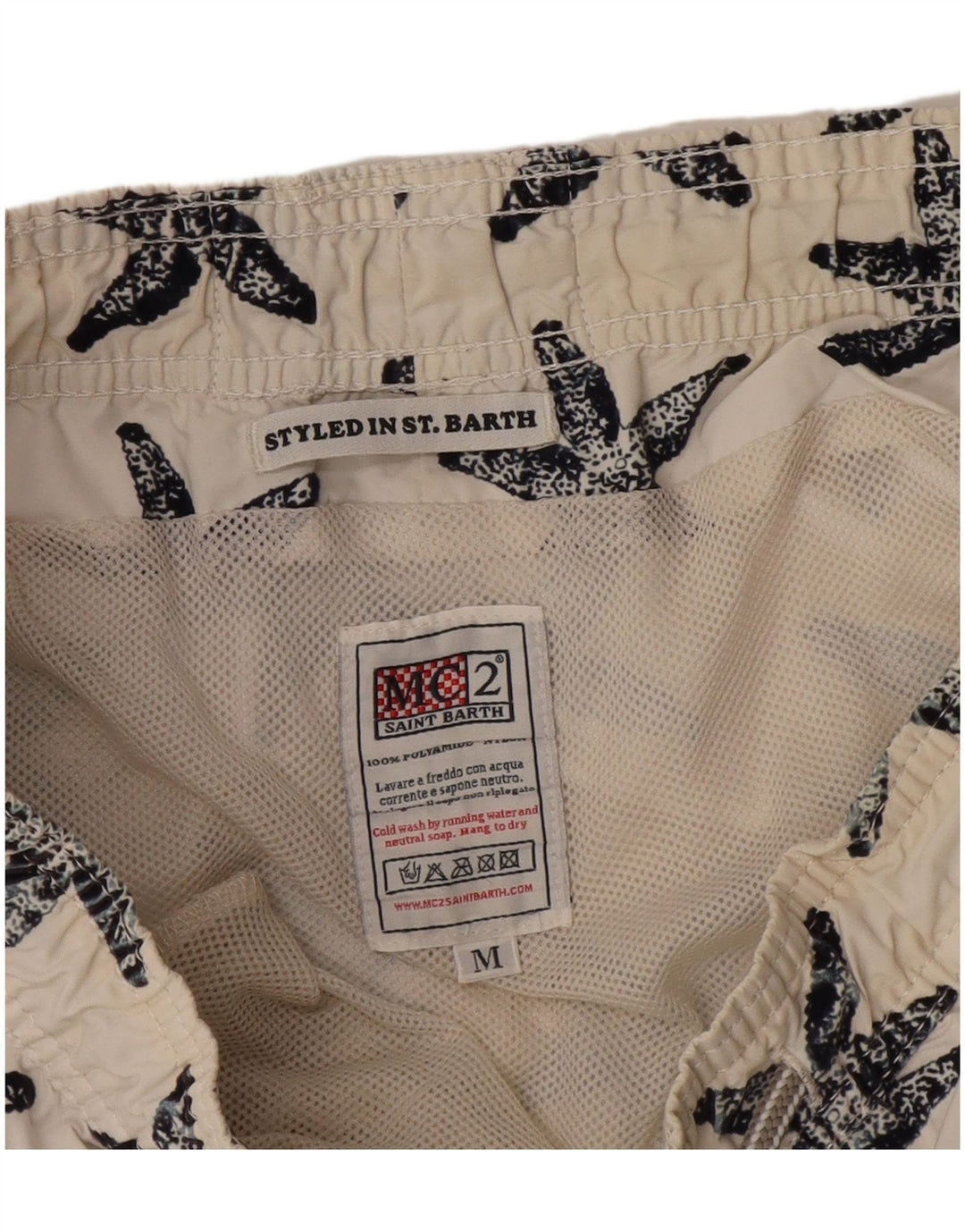 Pantaloncini da bagno da uomo modello astratto MC2 SAINT BARTH bianco medio