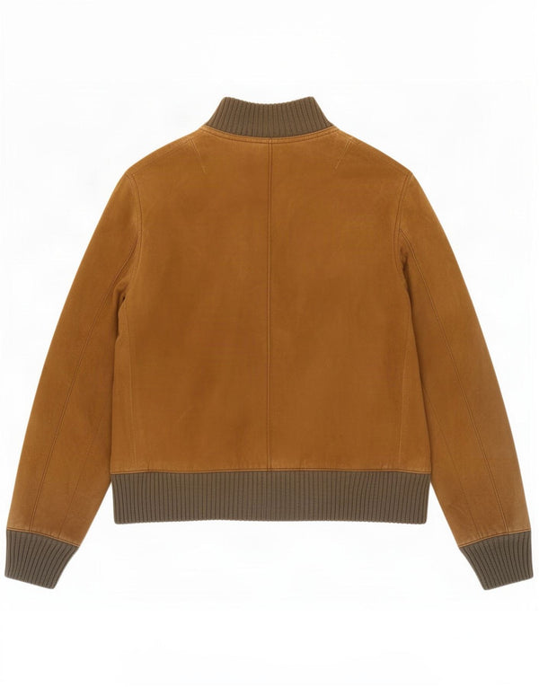 Giubbotto bomber vintage in pelle scamosciata da uomo UK 34 XS Marrone