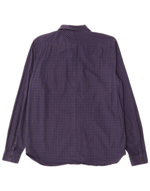 FRED PERRY Camicia da uomo grande in cotone a quadretti blu navy