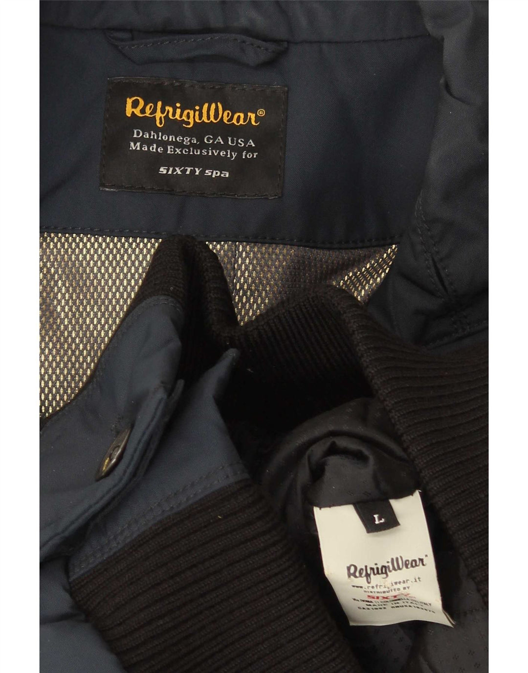 Giubbotto bomber da uomo Refrigiwear UK 40 Large blu navy color block in poliammide