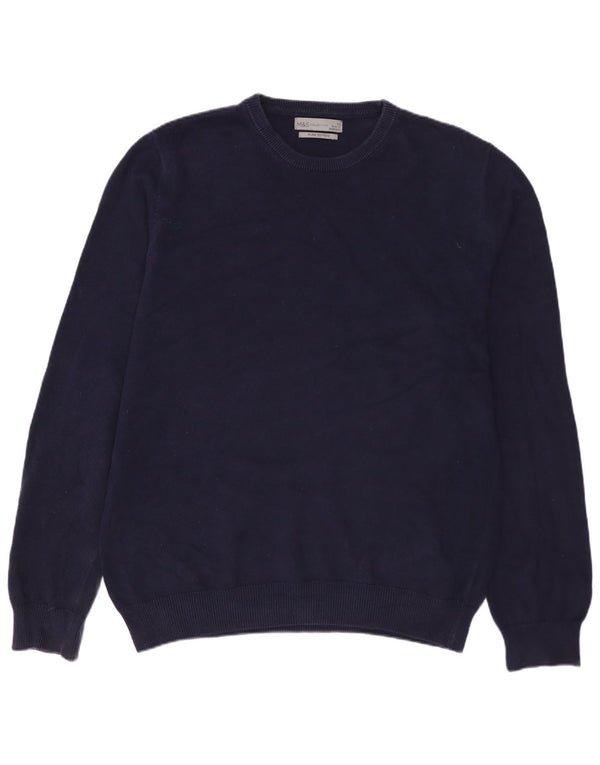 MARKS & SPENCER Maglione da uomo girocollo in cotone medio blu navy