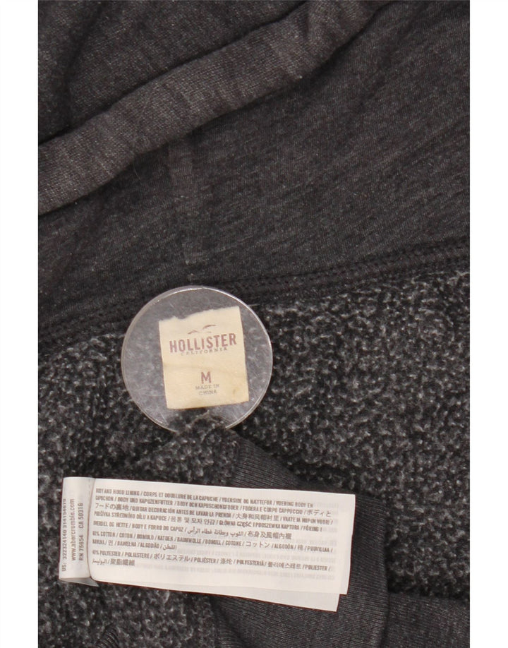 Maglione con cappuccio e zip grafica da uomo HOLLISTER in cotone grigio medio