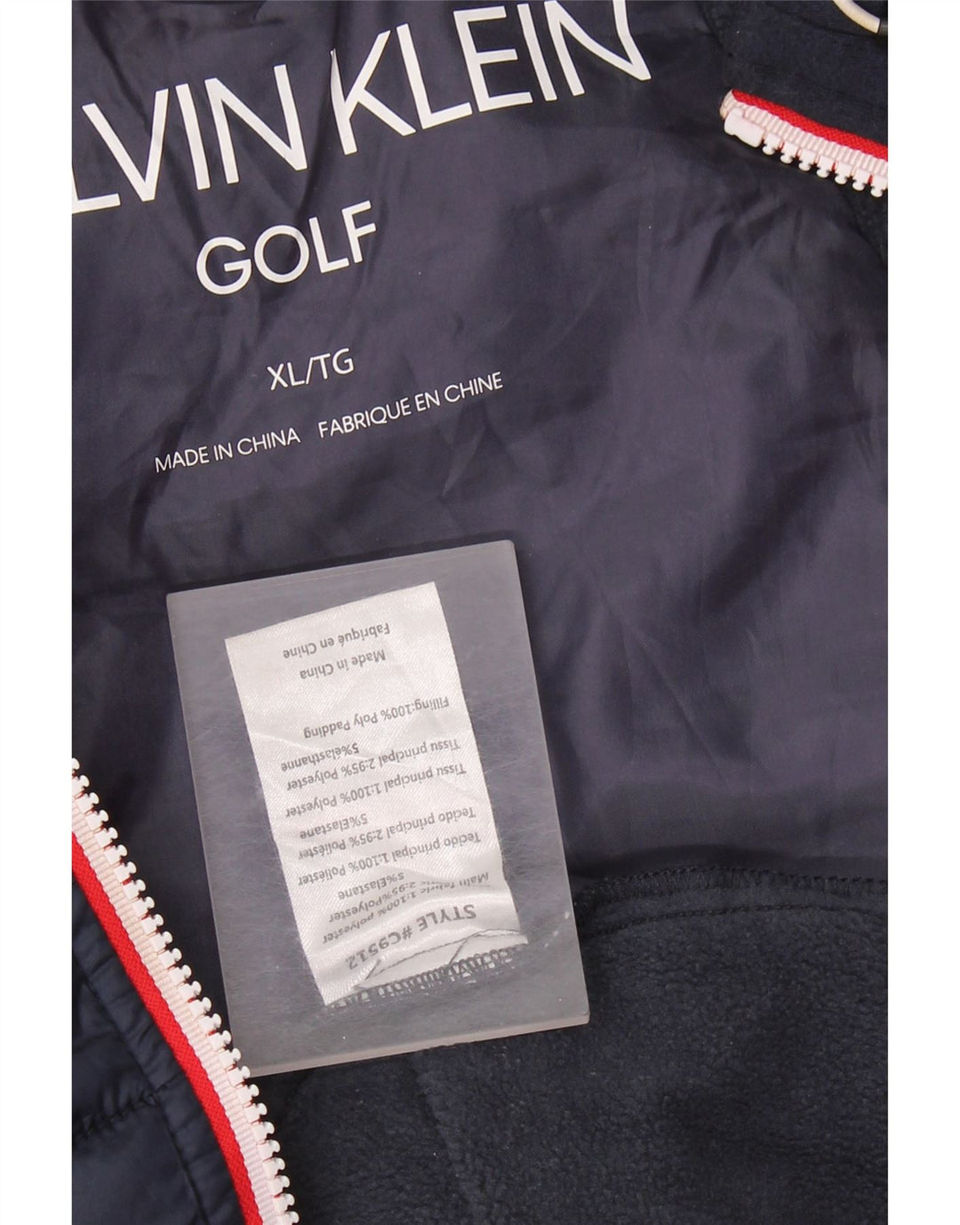 CALVIN KLEIN Gilet imbottito da uomo UK 42 XL Poliestere blu navy