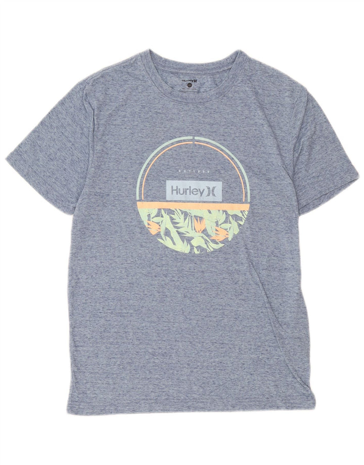 T-shirt grafica da uomo Hurley Top in poliestere chiazzato blu piccolo