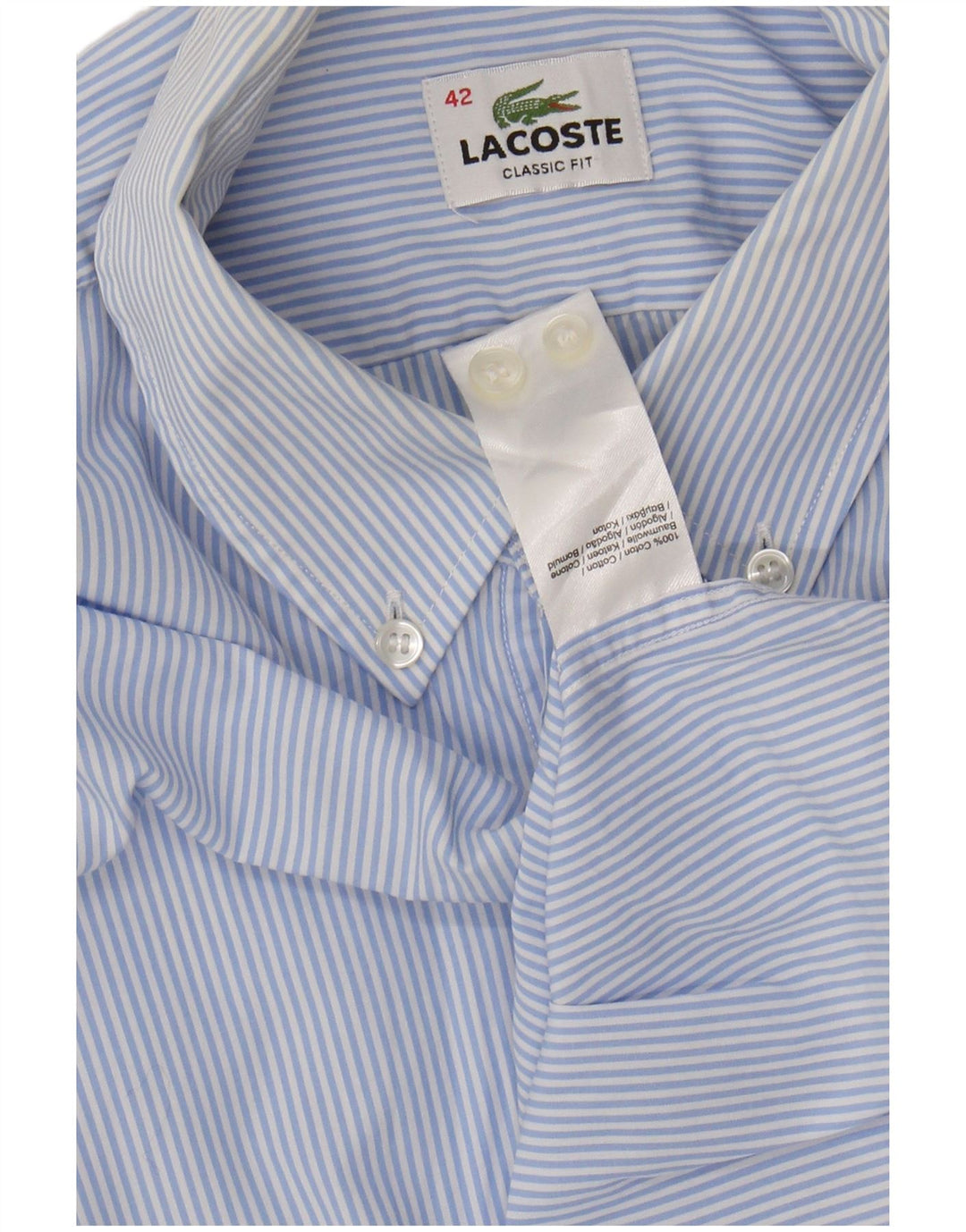 Camicia LACOSTE da uomo a maniche corte vestibilità classica taglia 42 grande gessato blu