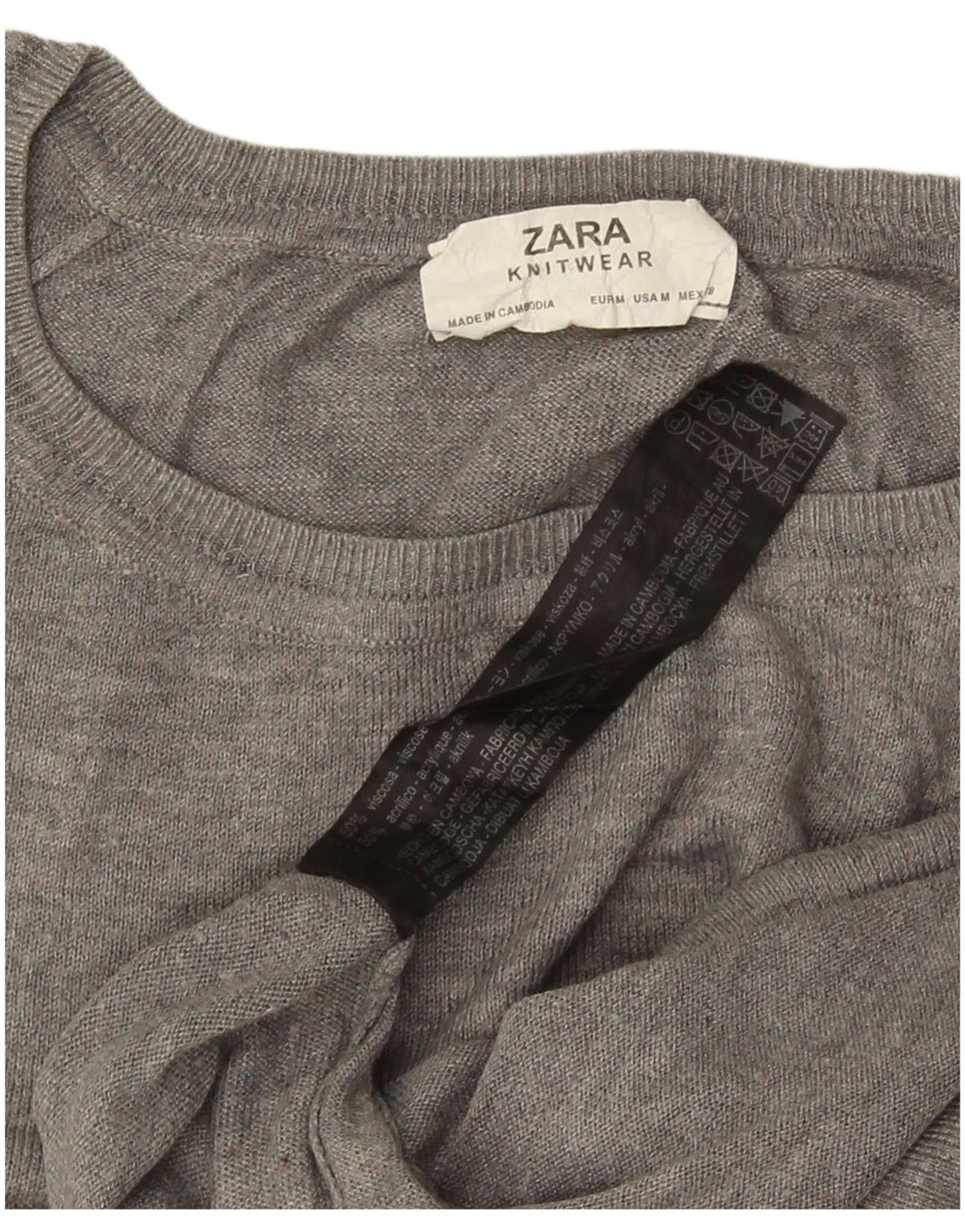 Maglione maglione oversize con scollo a barca da donna Zara UK 14 Viscosa grigio medio