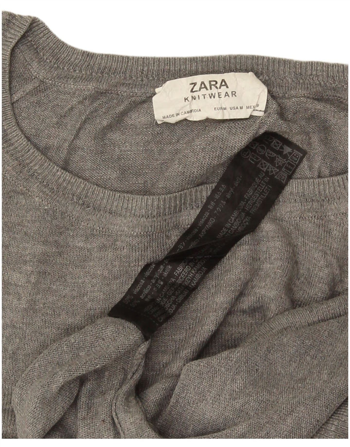 Maglione maglione oversize con scollo a barca da donna Zara UK 14 Viscosa grigio medio