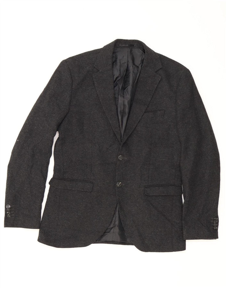 JACK & JONES Giacca blazer a 2 bottoni da uomo UK 42 XL Grigia a spina di pesce