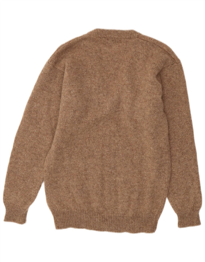 Maglione vintage da uomo con scollo a V marrone medio