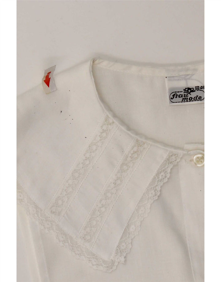 Camicetta camicia senza maniche vintage da donna IT 46 grande poliestere bianco
