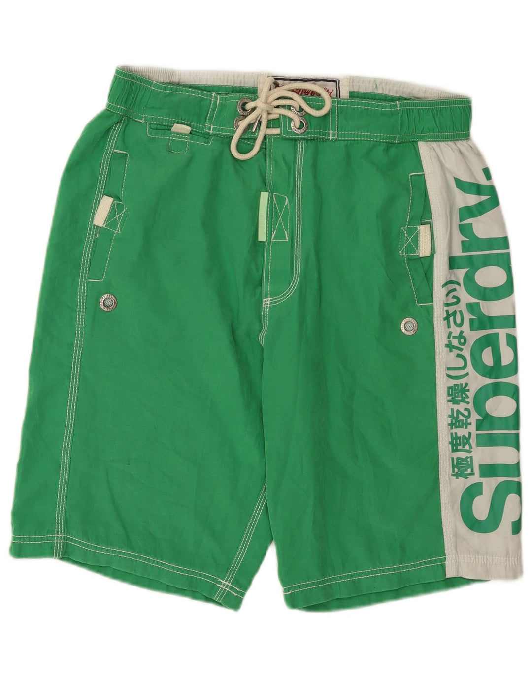 Pantaloncini da bagno grafici da uomo Superdry XL poliestere color block verde