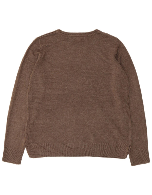 Maglione maglione girocollo da donna Marks & Spencer UK 10 piccolo acrilico marrone